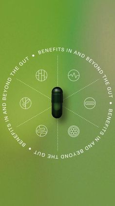 an image of a green pill with the words benefits in and beyond it