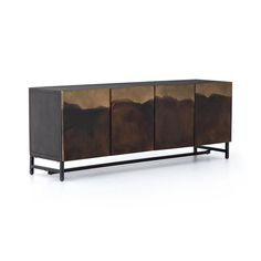 the sideboard is made out of wood and metal