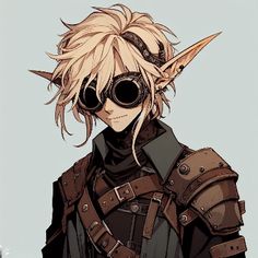 an anime character with large horns and glasses