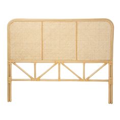 the headboard is made out of bamboo and has four panels on each side,