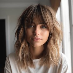 Bangs For Round Face, Curtain Bangs, Medium Length Hair Cuts, Great Hair, Layered Hair, Hairstyle Ideas