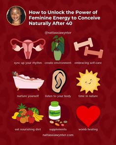 🪷 Conceiving over 40 isn't impossible! Even if you have low egg quality, you can unlock your fertility without IVF. The trick is tapping into your feminine energy to boost fertility over 40! Stop sending your money down the IVF drain. Make the smart move by preparing your body for conception. Here's 9+ Ways to Unlock your feminine energy to conceive over 40 1️⃣ Cycle Syncing 💦: Aligning your lifestyle with the phases of your cycle is an intuitive, feminine and powerful way to improve f... Improve Egg Quality Fertility, Fertility Boosters, Boost Fertility, Egg Quality, Womb Healing, Cycle Syncing, Natural Fertility, Fertility Boost