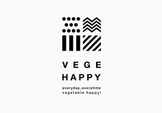 the vege happy logo is shown in black and white, with an abstract design