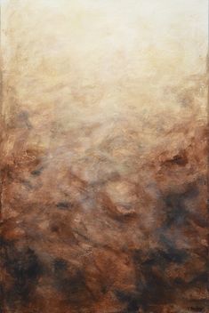 an abstract painting with brown and white colors