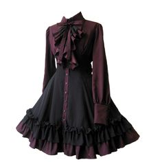 PRICES MAY VARY. It is recommended to wash by hand, polyester material, not easy to wrinkle, shrink, deform. This gothic long-sleeve dress in black and purple is stylish and classic. Features: Long sleeves, large bow tie at the back, large bow tie at the chest, ruffles, and multiple pleats at the hem. Occasions: This gothic dress is ideal for Masquerade, Show, Opera, Tour, Birthday Party, Cosplay Party, anime expo, tea party, theme parties, stage performance, daily wear. You can dress for dance, Vintqge Dress, Black Gothic Dress, Big Bow Dress, Gothic Women, Goth Vintage, Steampunk Dress, Medieval Gothic, Fest Outfits, Bow Skirt