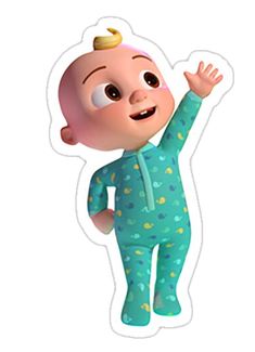 an image of a baby in pajamas with one hand up and the other arm out