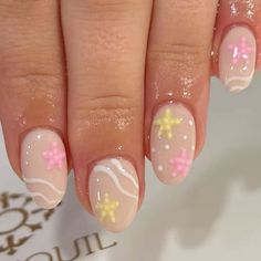 Short Nails Design Ideas Summer, Cute Short Nail Ideas For Summer, Cute Nail Ideas For Vacation, Preppy Nail Ideas Summer, Cute Nail Designs For Summer Short, Cute Short Nails Ideas Summer, Cute Summer Nail Inspo Short, Really Short Summer Nails, Starfish Nails Design