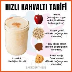 the ingredients for a smoothie are shown in an orange and white poster with text