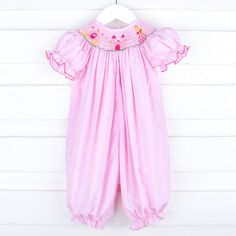 Your little princess will absolutely love twirling in this Princess Smocked Pink Gingham Long Bubble! It's adorable with its sweet pink gingham and smocked princess and castle. Plus, the bishop-style sleeves with light blue picot trim add a charming touch. Easy snaps make dressing a breeze! Street Kids, Girl's Back, Bubble Dress, Pajama Pant, Pink Gingham, Shop Swimwear, Little Princess, New Girl, Mommy And Me