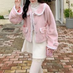 🩷Ƈ𝑢𝑡𝑒🐹𝘚𝘰𝘧𝘵🐇Ƈυ∂∂ℓу🧸🩷 on X Kawaii Fall Outfits, Coquette Bday, Kawaii Sweaters, Cute Pink Outfits, Girly Winter, Japanese White, Cute Autumn, Skirt High Waist, Kawaii Fashion Outfits