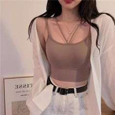 Size (CM) Length Chest One Size  45 100 Spaghetti Top, Top With Open Back, Pattern Simple, Strap Tank Top, Tank Top Outfits, Korean Girl Fashion, Ulzzang Fashion, Kpop Fashion Outfits, Ely