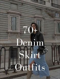 Jeans Skirt Fall Outfits, Styling Maxi Jean Skirt, Maxi Denim Skirt Fall Outfit, Long Denim Skirt Styling, Style A Long Denim Skirt, Denim Skirt Going Out Outfit, How To Wear A Long Jean Skirt, Maxi Jean Skirt Outfits Fall, Maxi Denim Skirt Outfit Casual