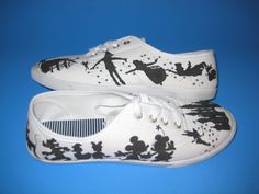 Custom Made Disney Silhouette Shoes. $85.00, via Etsy. Disney Silhouette, Classic Disney Characters, Different Shoes