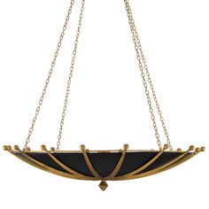 a black and gold hanging light fixture