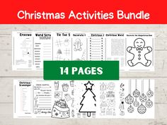 christmas activities bundle for kids and adults to practice their writing skills, including printable worksheets