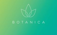 the logo for botanica is shown on a green and blue background with leaves