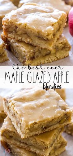 the best ever maple glazed apple blondies are made with only 3 ingredients and no butter