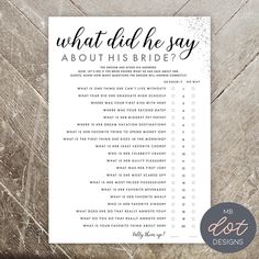 what did he say about his bride? wedding checklist printable for bridal