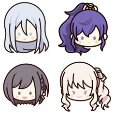 four different types of anime hair