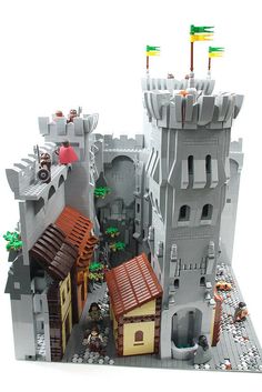 a lego castle with lots of small buildings