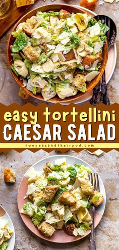 This Tortellini Caesar Salad is an easy summer salad recipe that's completely delicious! Made with a homemade dressing and cheesy tortellini, this recipe also makes a great 4th of July recipe or side dish idea for dinner! Salad Potluck, Summer Food Ideas, Cheesy Tortellini, Completely Delicious, Pasta Salad With Tortellini, Tortellini Recipes, Tortellini Pasta, Tortellini Salad, Salad Pasta