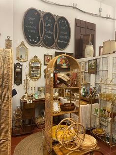 an antique store with wicker furniture and antiques