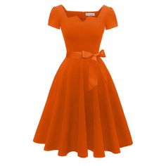 This Adorable Dress Is Brand New, Never Worn (No Tags). Gorgeous Classic Fit. Removable Sash. Zipper Closure In Back. Actual Dress Does Wrinkle Easily (As Pictured) But Can Easily Be Ironed Or Steamed. Retro V-neck Dress, Retro Belted Dresses, Orange Shorts, Fit Flare Dress, Fit & Flare, Cute Dresses, Halloween Costumes, Wedding Day, Brand New