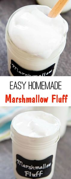 homemade marshmallow fluff is in a jar