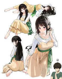 Kyoto Animation, Animated Drawings, Female Character Design, Anime Poses, Anime Images