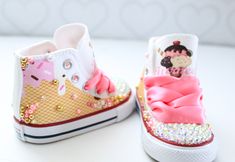 How adorable are these Ice cream inspired converse! The perfect shoe to complete the look! Please leave your name needed in the notebox during checkout Visit the tutu section or search bar for the matching outfit! If you are unsure of sizing please scroll to the last photos for our size charts, or visit our size charts here--> https://pinktoesnhairbows.com/pages/size-chart All sales are FINAL, Ship dates can be found directly on the listing, please view our policies in detail here---> https://pinktoesnhairbows.com/pages/policies-terms-conditions Peach Converse, Ice Cream Shoes, Cream Converse, Peach Shoes, Overalls Boys, Tutu Dress Costumes, Girls Overalls, Two Sweet, Girls Converse