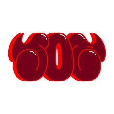 an image of the word 80 written in red on a white background with devil horns