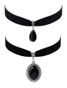 PRICES MAY VARY. SET 2 PIECE GOTHIC BLACK STEAMPUNK VELVET CHOKER NECKLACES: The Victorian Choker Necklace Design Is Nice And Unique, Goes Well With Any Other Accessories, Show Your Personality Every Moment MATERIALS: Zinc Alloy and soft lace so it's comfortable to wear SIZE & LENGTH: The chain is 12.6 inches, extender chain 3 inches. PERFECT GOTH JEWELRY GIFT: Perfect Gifts on birthday, party, Halloween,New Year, Valentine's Day, Mother's Day, Thanksgiving Day, Christmas, Anniversary, Wedding, Dark Fantasy Bridesmaid Accessories, Necklaces Choker Black, Goth Gifts For Her, Wedding Necklace Gothic, Addams Family Necklace, Matching Gothic Necklaces, Lady Dimitrescu Necklace, Good Witch Hallmark Jewelry, Yennefer Of Vengerberg Necklace