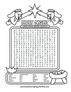 a christmas word search page with the words holly night and santa's helper