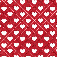 a red and white pattern with hearts on it