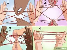 four steps to tie the hands together in order to help them learn how to do it