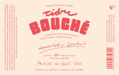 the back side of a bottle of wine with red lettering on it and an orange label that says,'die bouche '