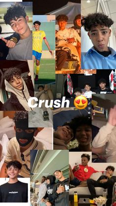 a collage of photos with the words crush on them and images of people smiling