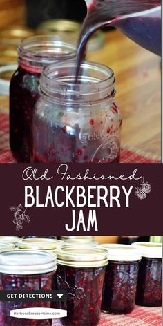 a jar filled with jam sitting on top of a table