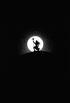 the silhouette of a person sitting on top of a hill in front of a full moon