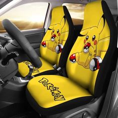 the pokemon pikachu car seat covers are yellow