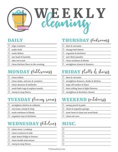 the weekly cleaning checklist is shown here