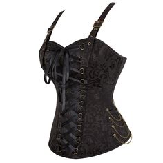 Shape your silhouette and show off your curves in any one of our fabulous corsets! Our overbust corset with straps and gothic style will be sure to turn heads, and our corsets have become a favorite for drag queens! Materials: Polyester, Spandex Bone material: Plastic Closure: Laces IMPORTANT: Please, measure yourself and check the size chart before placing your order. Select the size according to your natural waistline measurement. If you're in between 2 sizes, please, select the smaller one. If your bust doesn't fit in that size, you should opt for an underbust corset. The size chart is accurate. If you need help to pick the right size, please, provide your measurements at info@thedragqueencloset.com and we will advise you. Corset Outfit Goth, Corset With Straps, Alt Style Outfit, Corset Steampunk, Corset Outfit, Prom Dance, Punk Clothing, Steampunk Corset, Corset Fashion