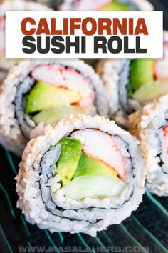 california sushi roll with avocado on top