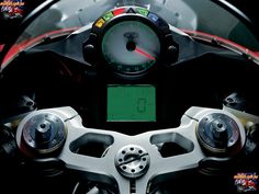 the speedometer and gauges are visible on this motorcycle