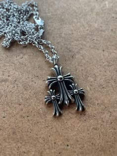 Stainless Steel Gothic Triple Cross Necklace engravings on the back shipped with its dust bag Perfect with any casual outfit in both summer and winter Chrome Hearts Necklace, Accessory Inspo, Streetwear Collection, Pretty Journals, Spend Money, Neck Chain, Necklace Necklace, Engraved Necklace, Alternative Outfits