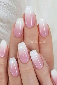 Unghie Nail Art, Pink Ombre Nails, Ombre Nail, Her Nails, Nail Art Ombre, White Nail, Dipped Nails