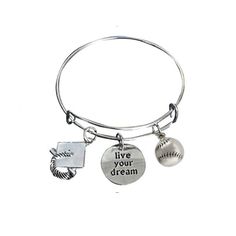 Softball Graduation Bracelet for Women, Teens and Girls🎓GRAD GIFT- Graduation Bracelets make the perfect gift for Softball Players🎓GRADUATION BANGLE BRACELET - Silver Plated Live Your DreamSoftball Graduation charms on stainless steel bangle bracelet🎓ADJUSTABLE -Grad bangle bracelet is adjustable. This wire bangle expands to fit perfectly. Bracelet inner diameter:2.36"-2.56",expands easily to fit most wrist sizes🎓GRADUATION GIFT IDEAS -Perfect Gift for Graduates, Student & Seniors🎓FREE Graduation Bracelet, Graduation Gift Ideas, Live Your Dream, Adjustable Bangle Bracelet, Softball Players, Wire Bangles, Stainless Steel Bangles, Gift Graduation, Adjustable Bangle