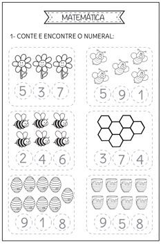 the printable worksheet for numbers 1 - 10 with pictures of bees and flowers