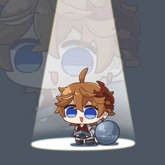 an image of a cartoon character holding a ball in front of a light fixture with the word