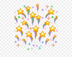 an image of colorful stars and sparkles on a white background png clipart